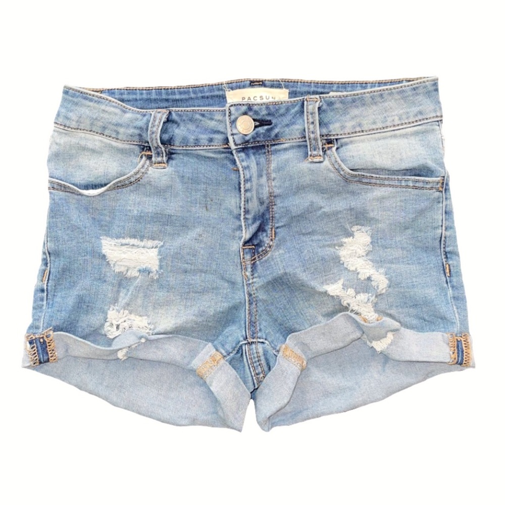 PacSun distressed super stretch shortie shorts
